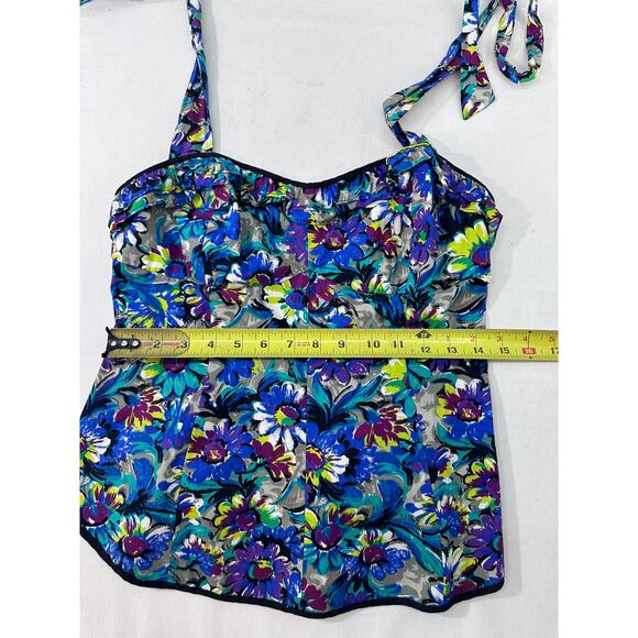 Odille Anthropologie Floral Ruffle Hatler Top sz 6/8 see desc* Y2K Peplum Halter - Picture 8 of 10